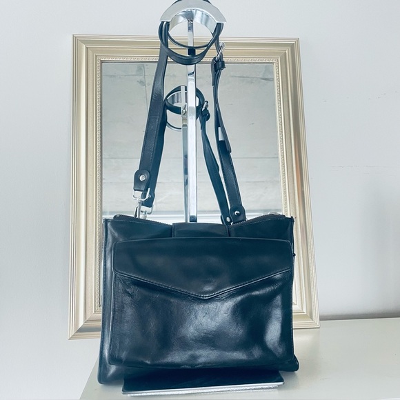 DANIER BLACK LEATHER CROSSBODY BAG SHOULDER WOMEN VINTAGE BAG - Picture 12 of 12